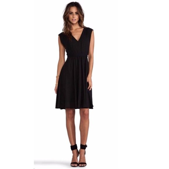 BCBGMAXAZRIA Rachel NWT LBD Black Sleeveless Dress Chiffon Poly Lined V Neck M - Picture 2 of 16